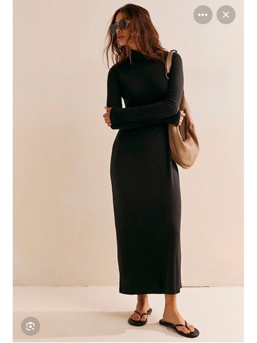 Free People Good Feels Black Mock Neck Midi Dress Size Small NEW with tags